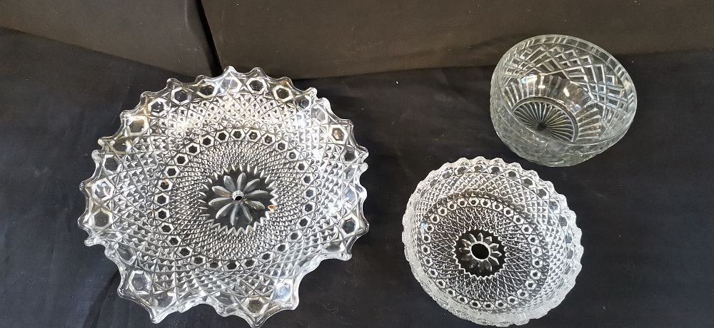 Lot 227: A Trio of Clear Pressed Glass Tableware