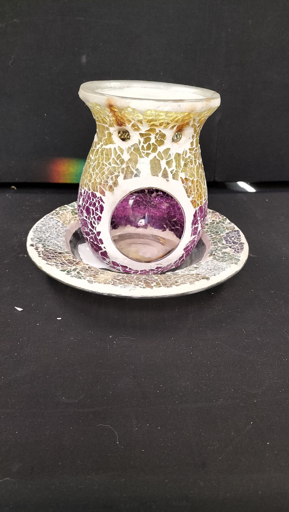 Lot 306: Yankee Candle Purple and Gold Smashed Mosaic Melt Warmer