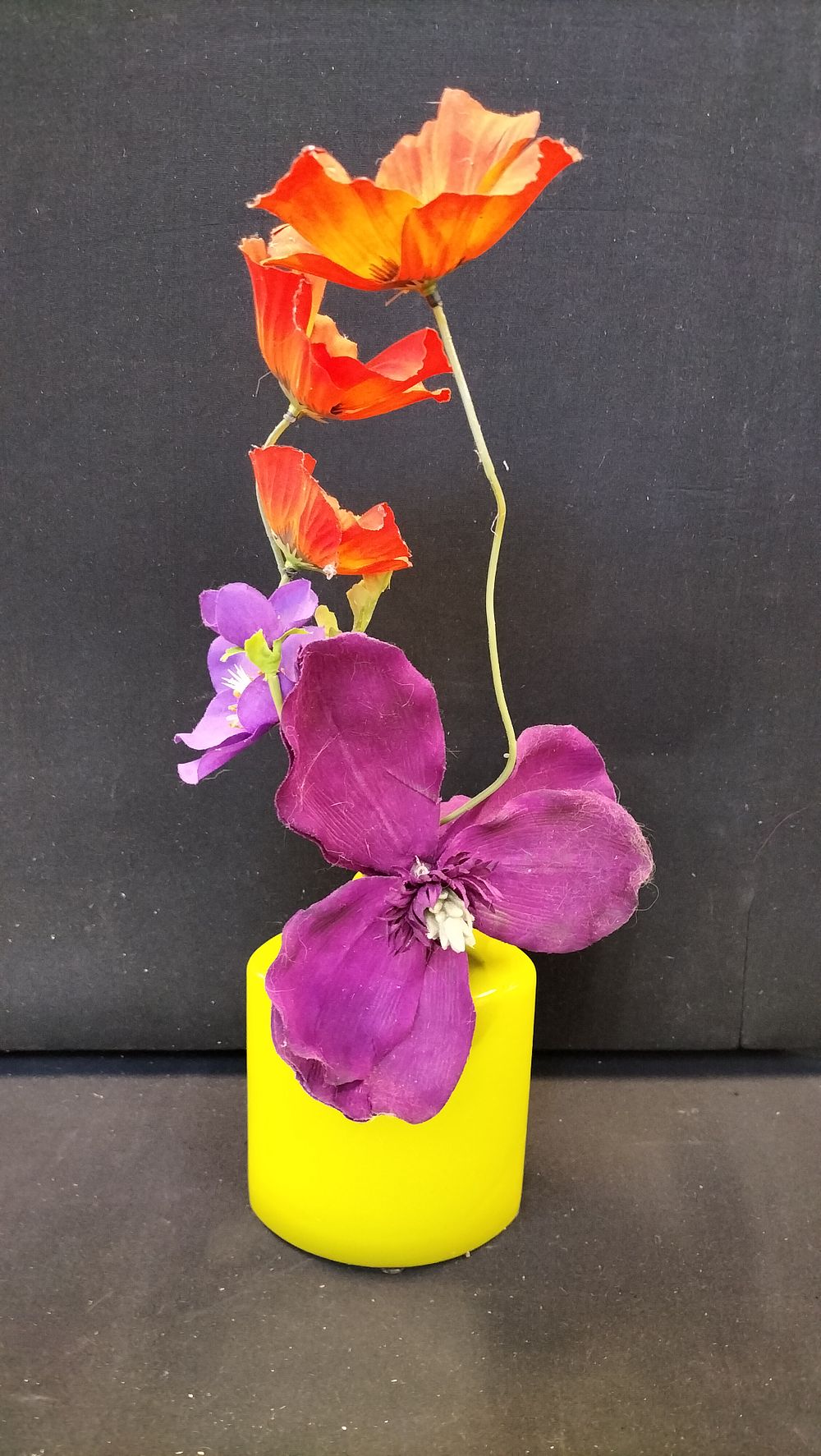 Lot 316: Handcrafted Artificial Floral Arrangement in Yellow Vase