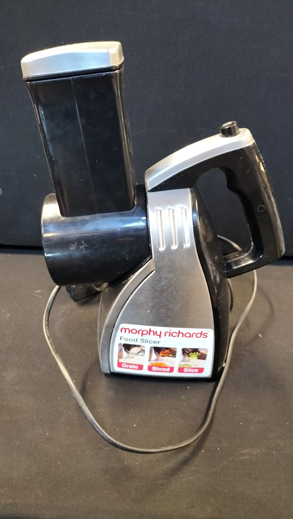 Lot 344: Morphy Richards Model 48401 Electric Food Slicer and Several Attachments, Tested for Power.
