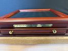 Wooden Sacagawea Dollar coin collector display case. A reddish-brown wooden coin collector Image - 1