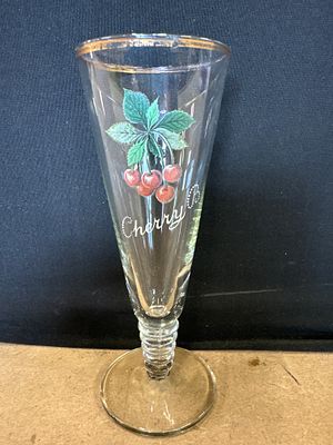 A Rare Vintage Cherry B Glass. A rare vintage Cherry B glass featuring a trumpet shape with a 