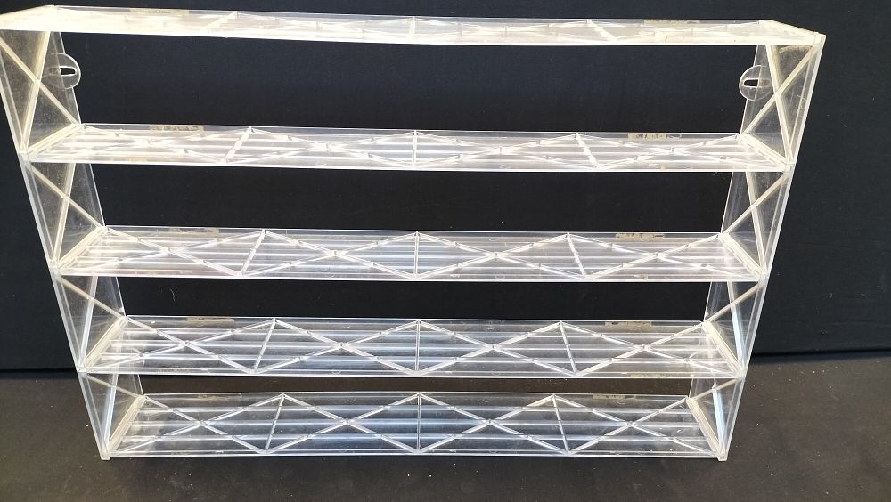 Lot 280: Clear Plastic Multi-Tiered Wall Mountable Display Shelf