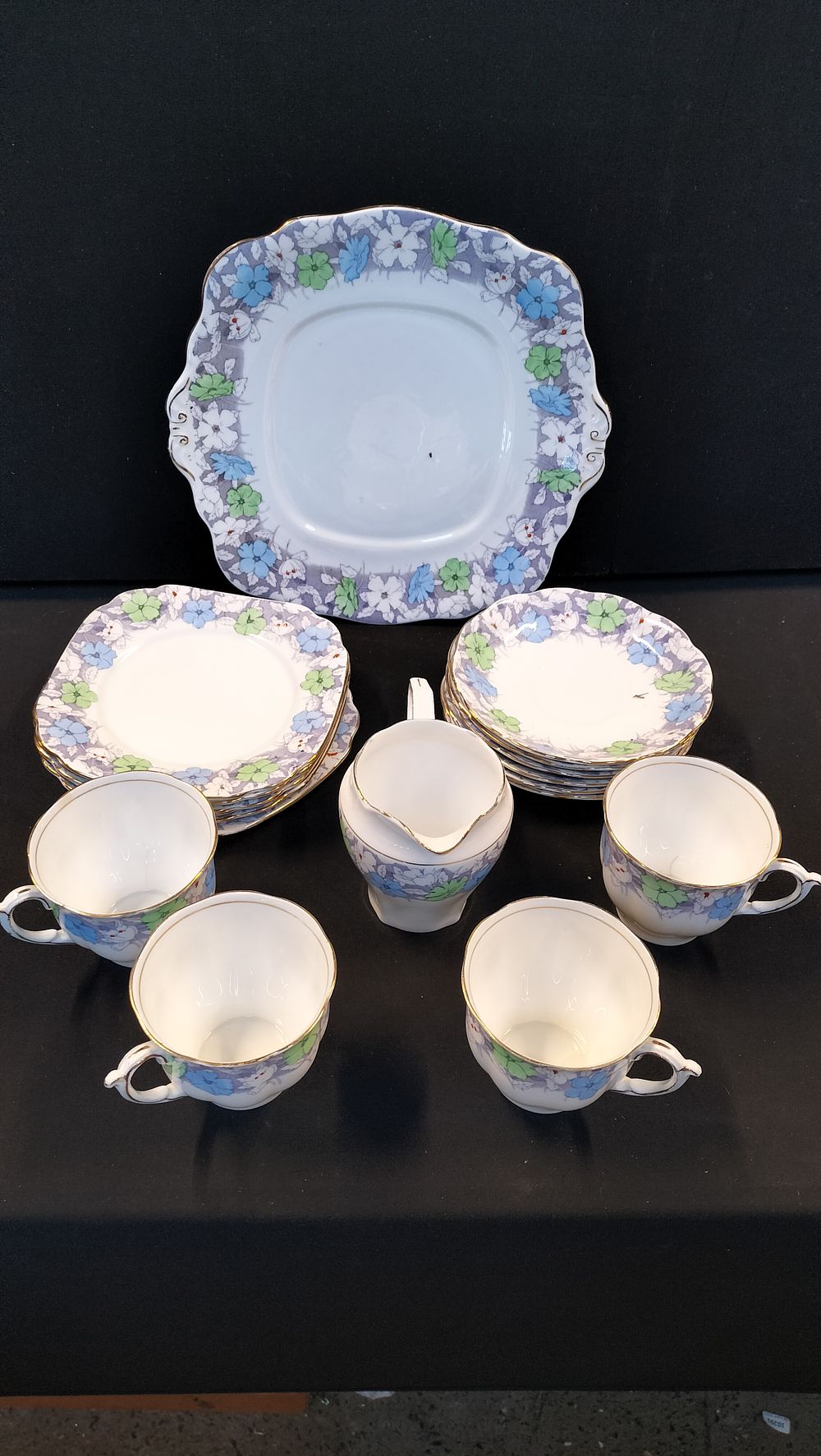 Lot 283: A Collection of Bell China Floral Pattern Tea Service Pieces