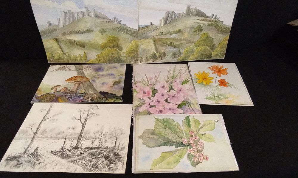 Lot 285: A Collection of Original Watercolours and a Pencil Drawing