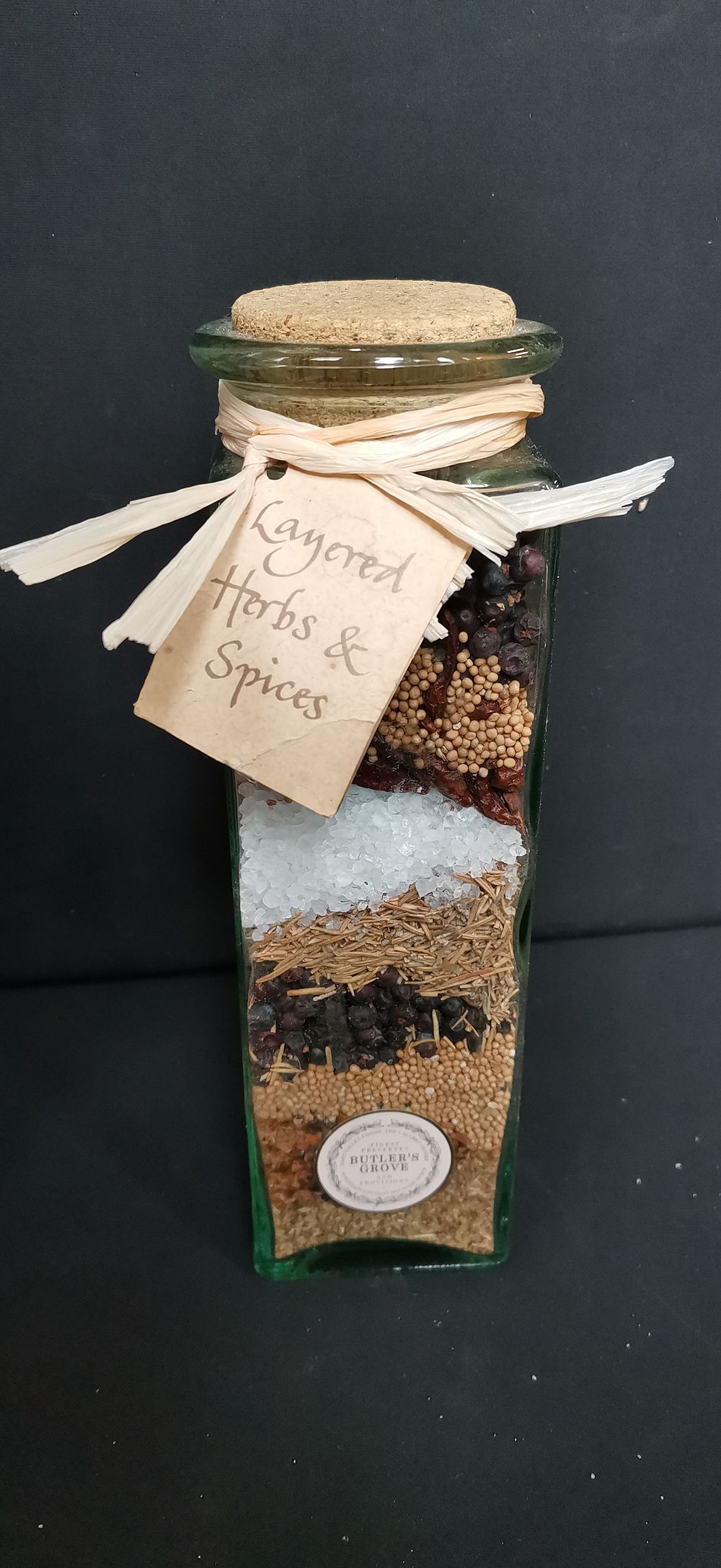 Lot 406: Butler's Grove layered herbs and spices in glass jar