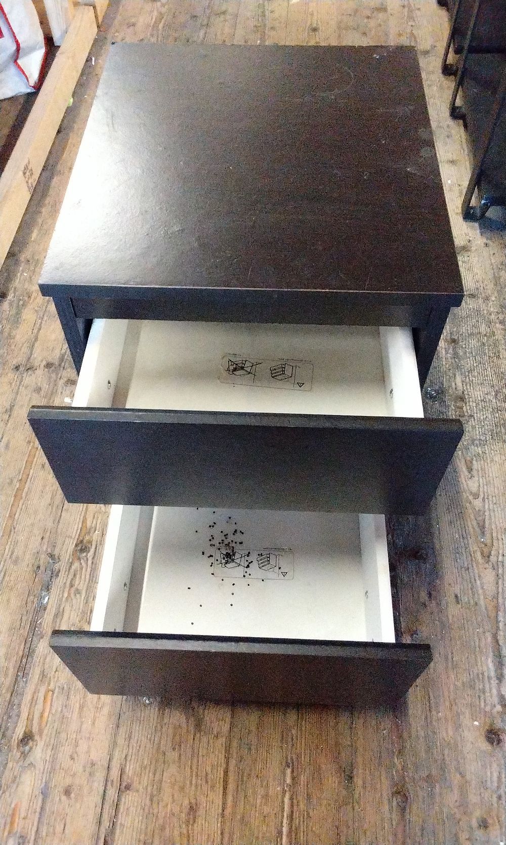 Lot 407: IKEA MALM Black-Brown Two-Drawer Nightstand