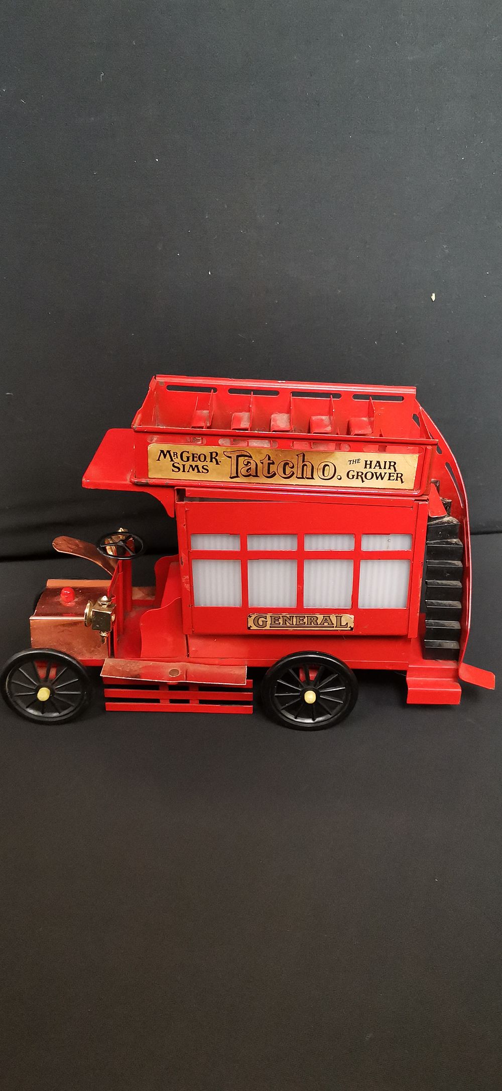 Lot 422: Vintage Red Metal Double Decker Bus Lamp