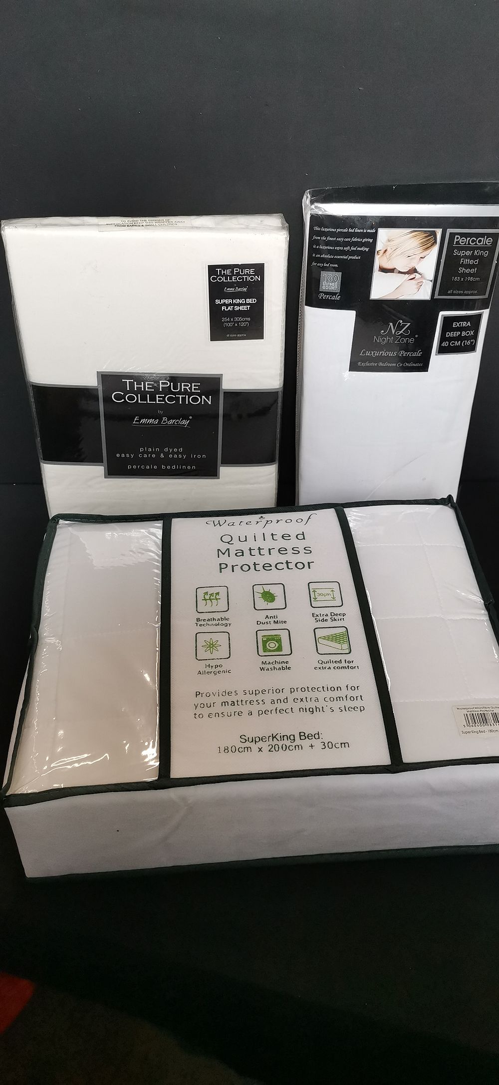 Lot 427: A Trio of White Super King Size Bedding Items