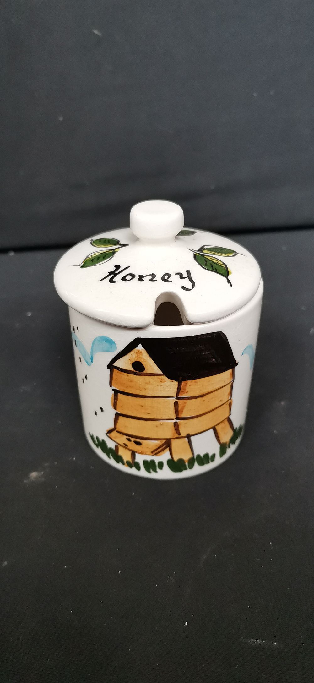 Lot 451: Raymond Pottery England Hand Painted Ceramic Honey Pot