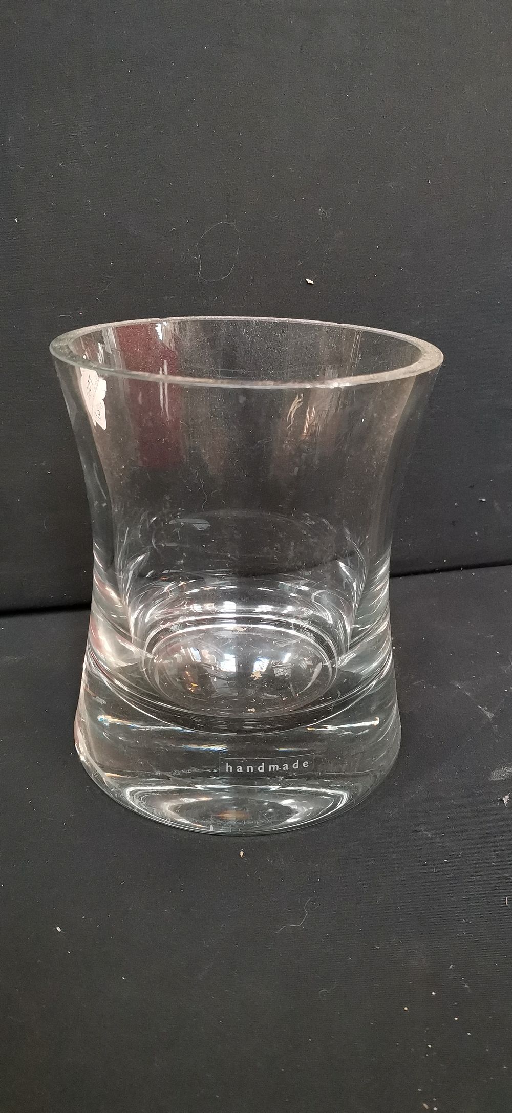 Lot 490: Clear Handmade Glass Vase with Weighted Base