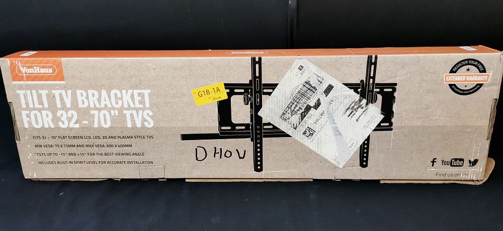 Lot 300: VonHaus Tilt TV Bracket for 32-70 Inch TVs