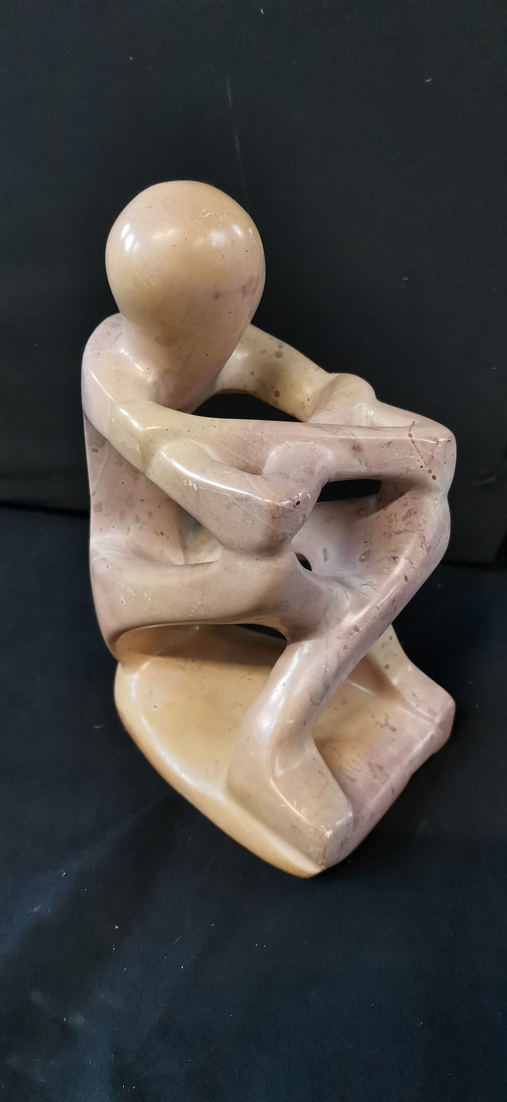 Lot 336: Stylised Carved Soapstone Seated Figure Sculpture