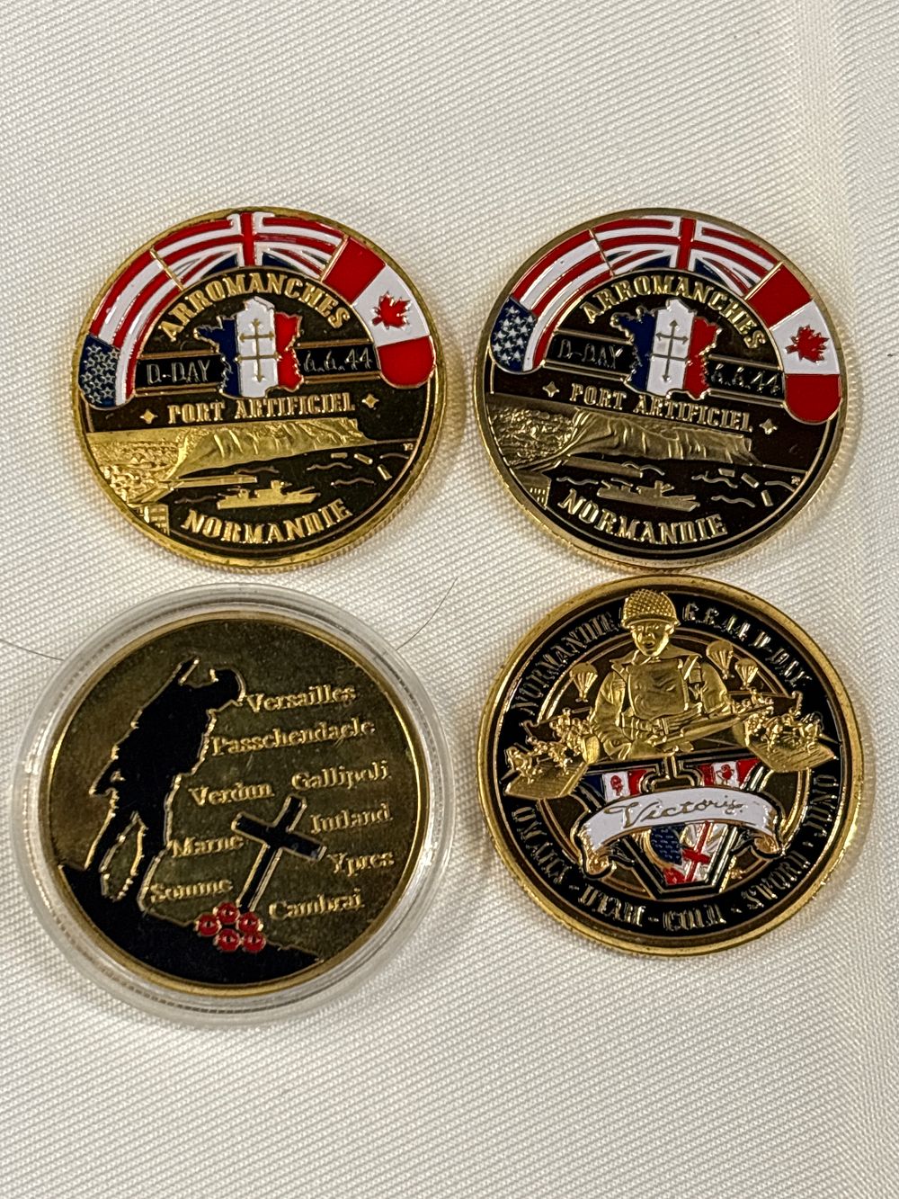 Lot 172: UK, US and CA Modern, 4 Commemorative Medals, Gold-Plated Base Metal