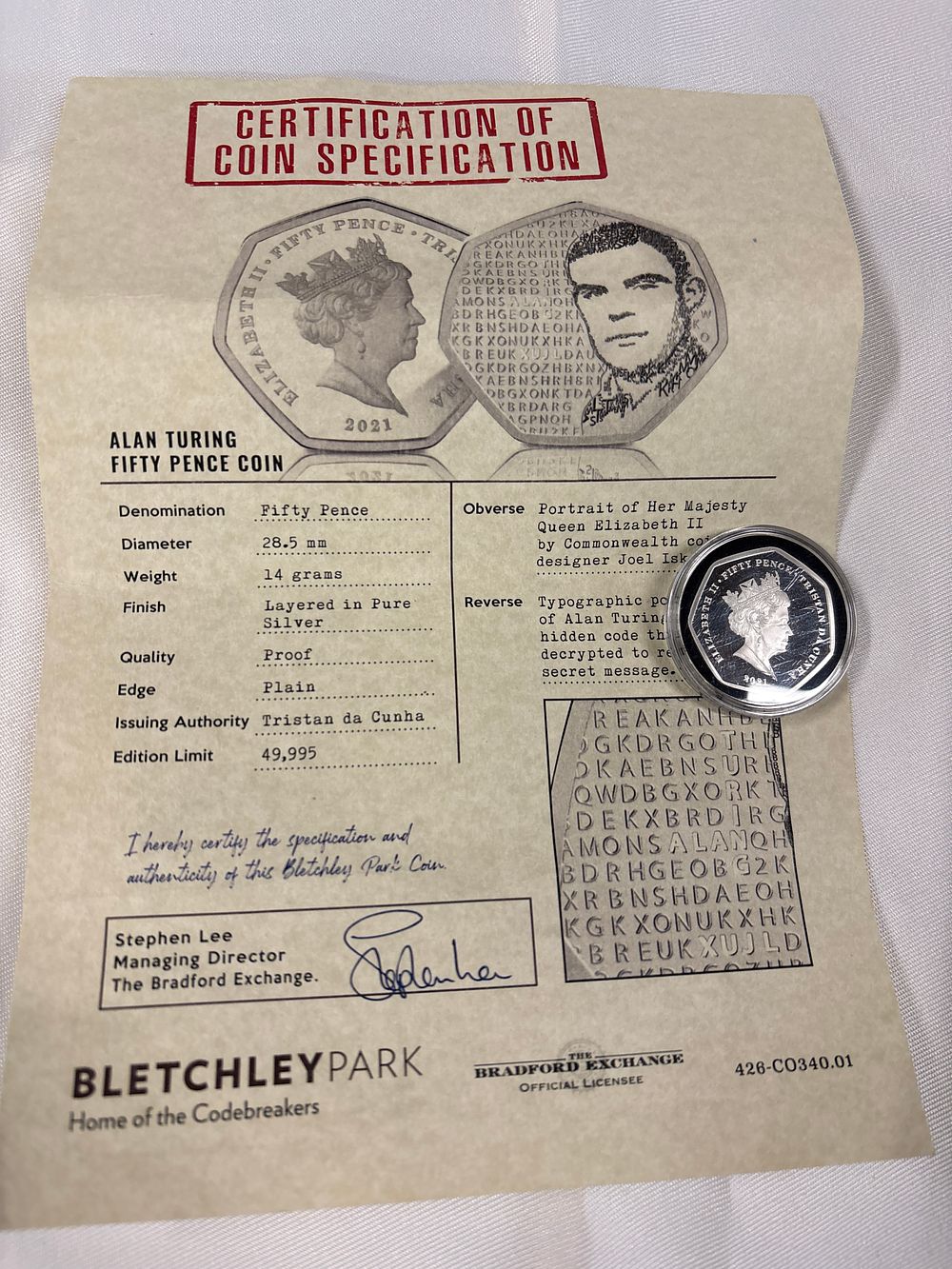 Lot 174: TDC 2021 Alan Turing 50p, Silver-Layered