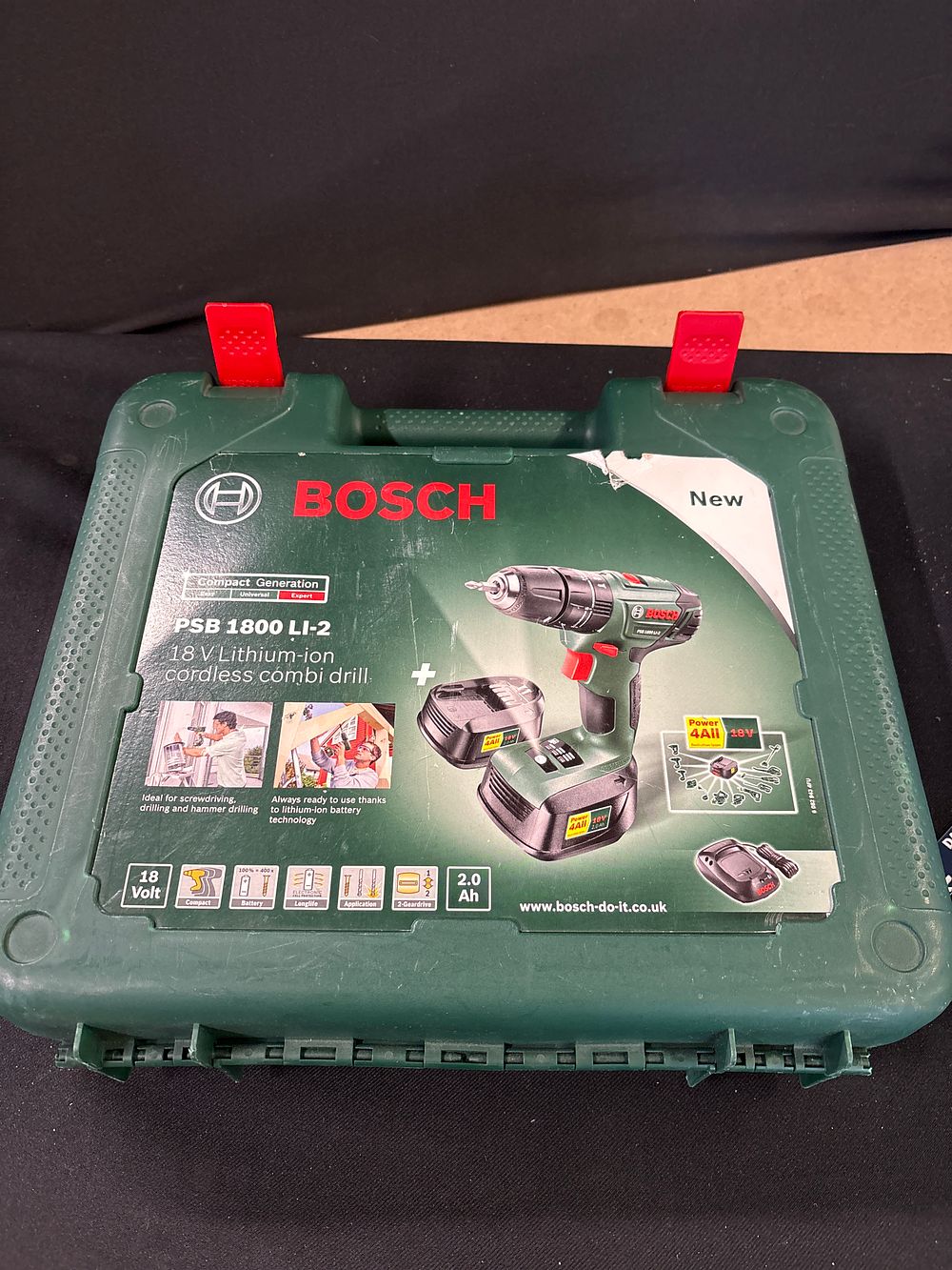 Lot 216: Bosch PSB 1800 LI-2 Cordless Combi Drill Set with Accessories, circa 2016