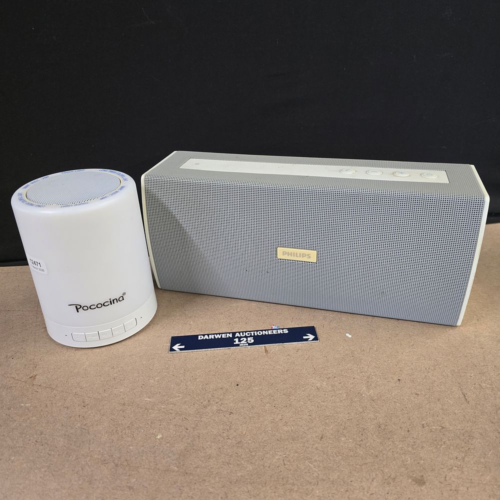 Lot 239: A Pair of Philips and Pococina Wireless Speakers, BT3000W/05 and X6PLUS, N/A, Bluetooth Connectivity