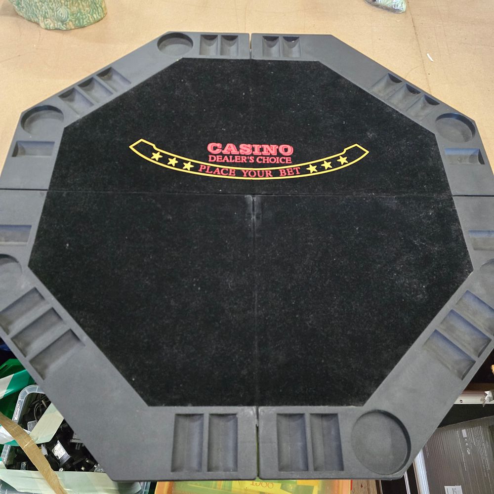 Lot 243: Casino Dealer's Choice Octagonal Folding 8-Player Poker Table Top, Early 21st Century