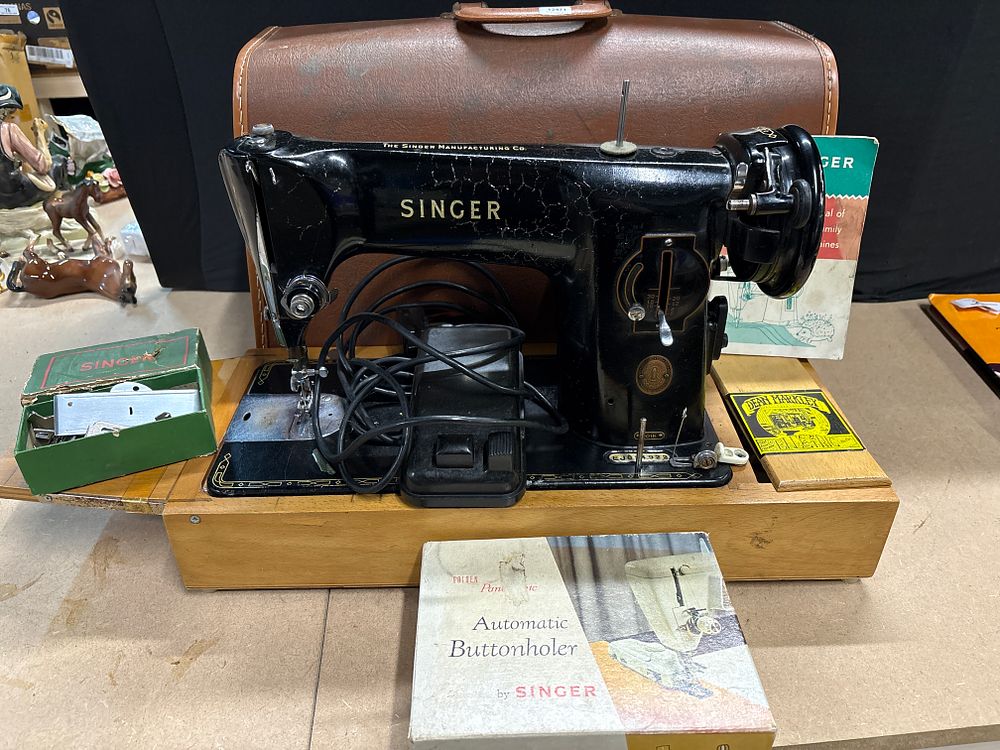 Lot 273: Singer Model 201K Electric Sewing Machine with Accessories, circa 1954