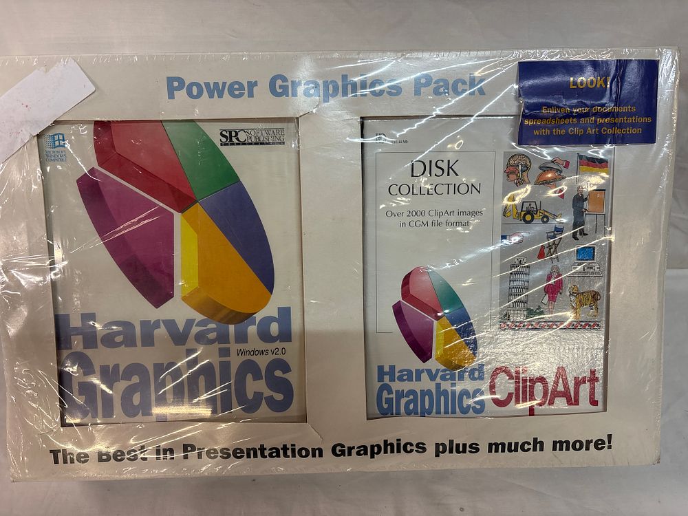 Lot 293: Software Publishing Corporation, Harvard Graphics Power Graphics Pack for Windows v2.0, Factory Sealed, c. 1993