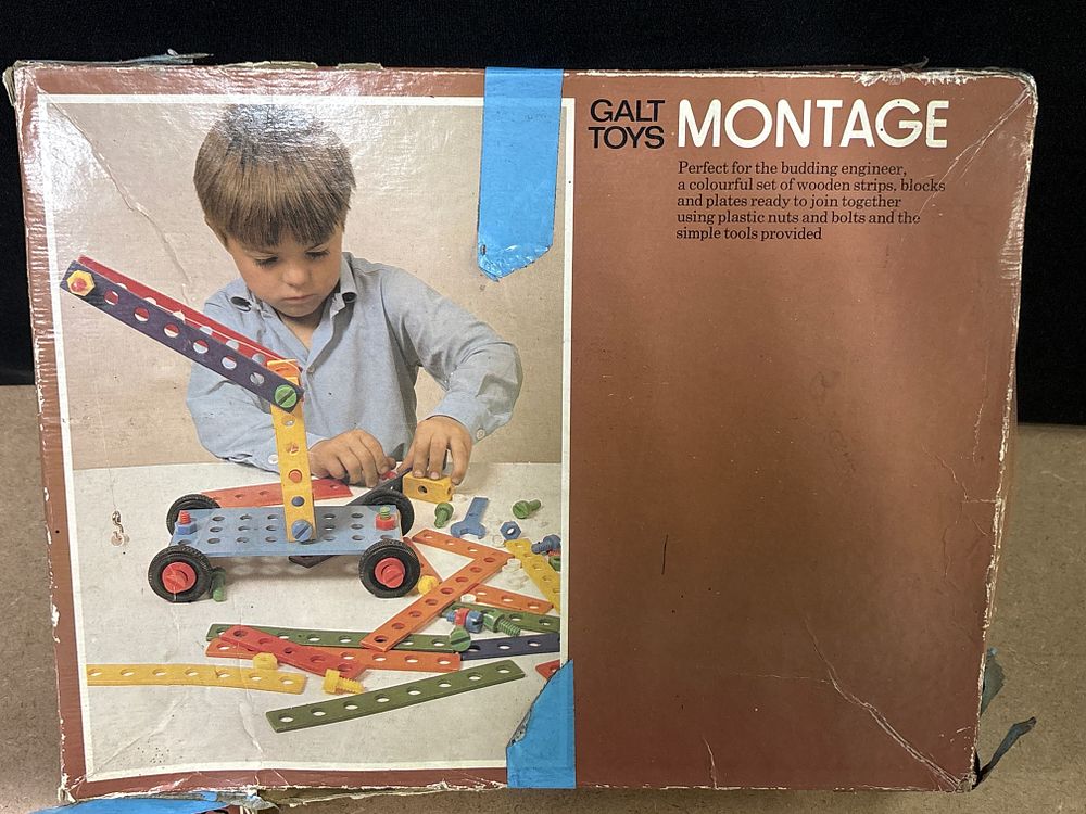 Lot 260: Galt Toys Montage Wooden Construction Set for the Budding Engineer, circa 1970s