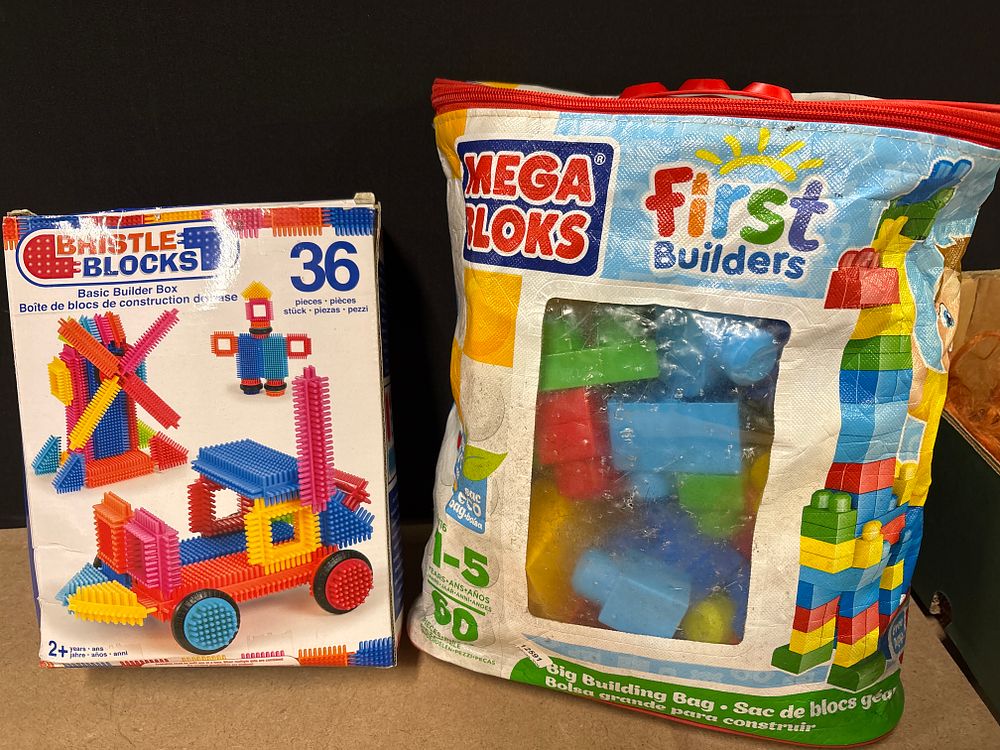 Lot 299: Two Building Toy Sets Including Bristle Blocks and Mega Bloks