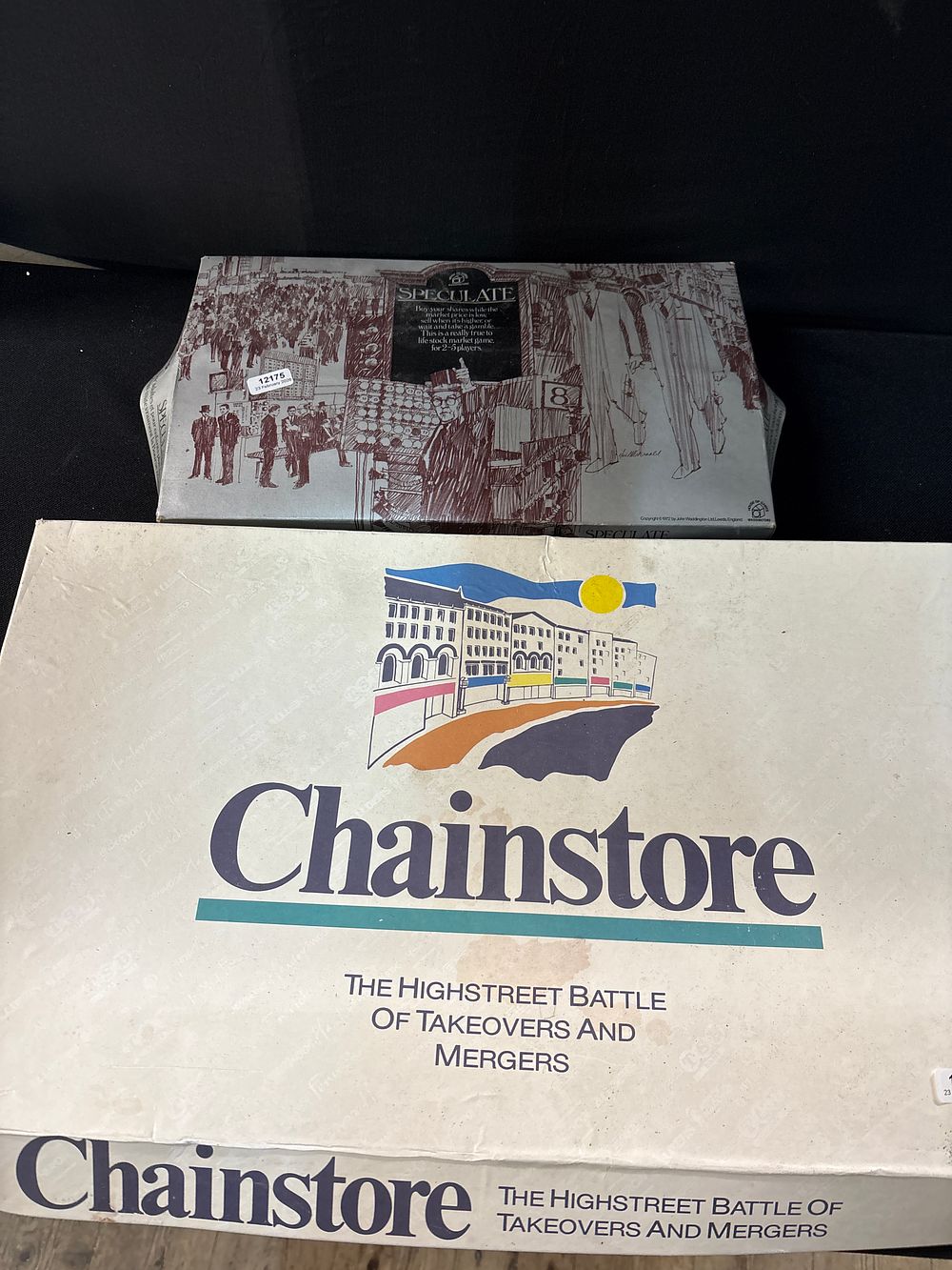 Lot 309: A Pair of Vintage Business-Themed Board Games, Waddingtons Speculate and Chainstore, c.1972