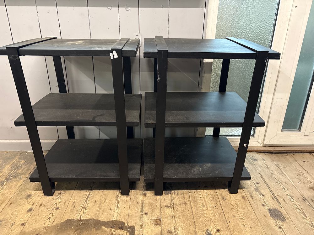 Lot 322: A Pair of Furinno Turn-S-Tube 3-Tier Black Shelves