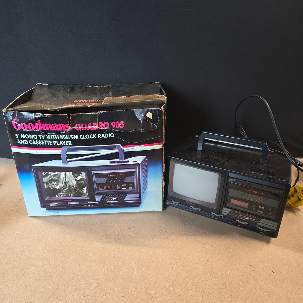 Lot 332: Goodmans, Quadro 905, Portable 3-in-1 TV, Radio and Cassette Player, Late 20th Century