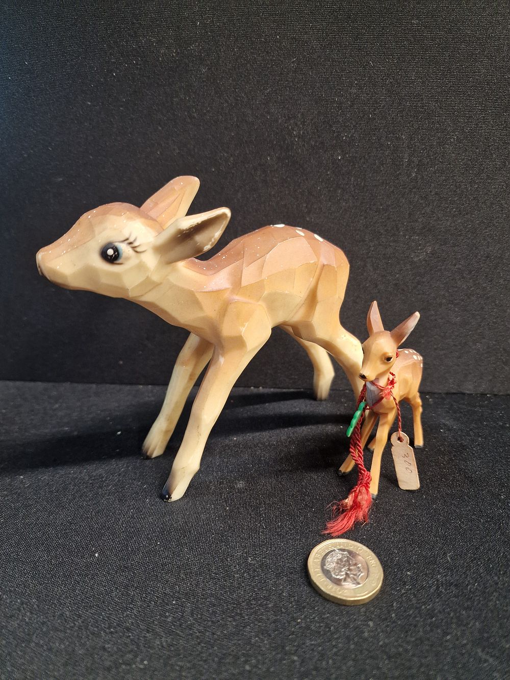 Lot 351: Enesco, Stylised Faceted Fawn Figurines, Mid-Century.
