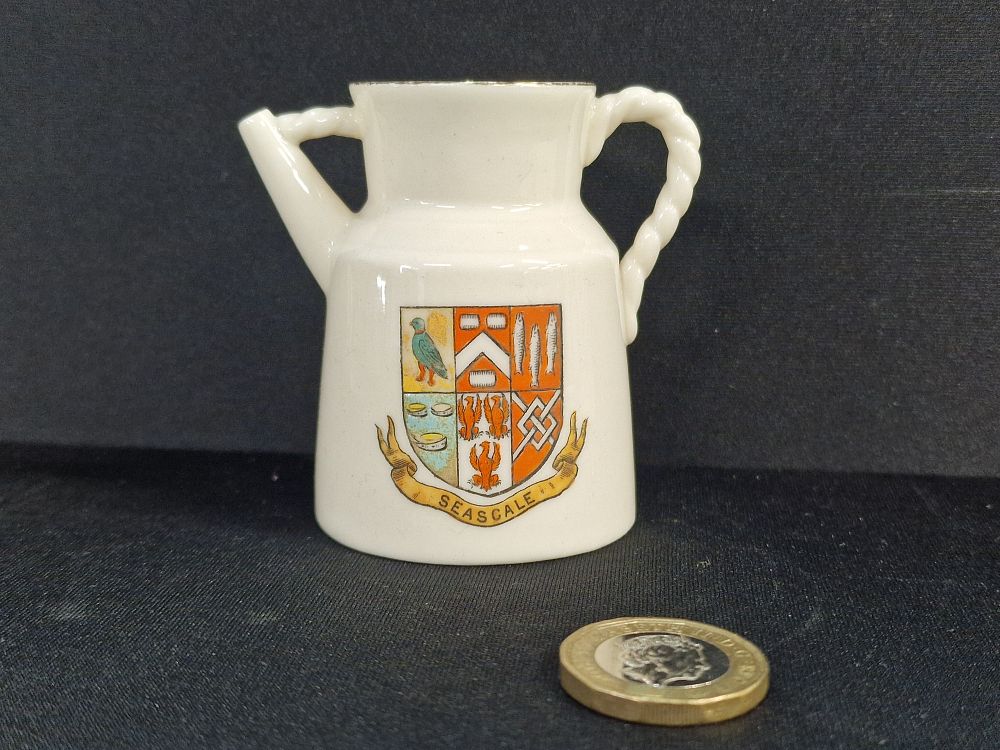Lot 367: WH Goss Miniature Scarboro Kettle, Early 20th Century, Seascale Heraldic Crest