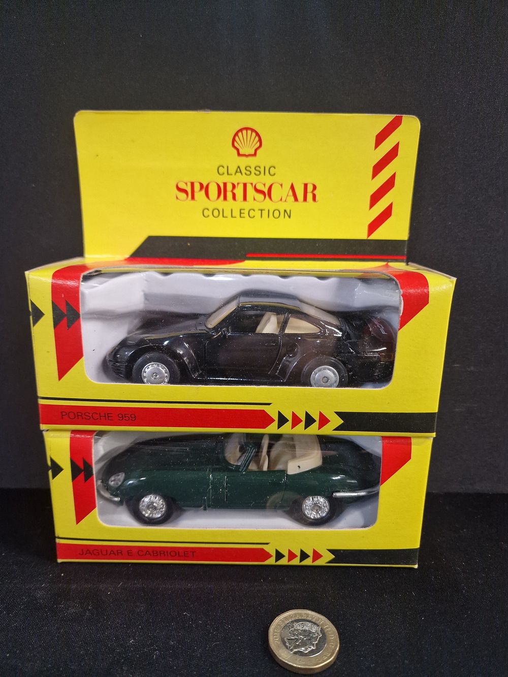 Lot 370: A Pair of Shell Classic Sportscar Collection Die-Cast Models, circa 1990s.