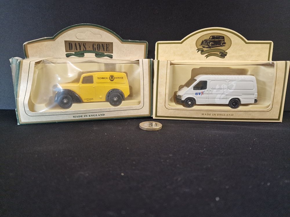 Lot 375: Lledo, A Pair of Die-Cast Model Vans including AA and BT Liveries, Late 20th Century.