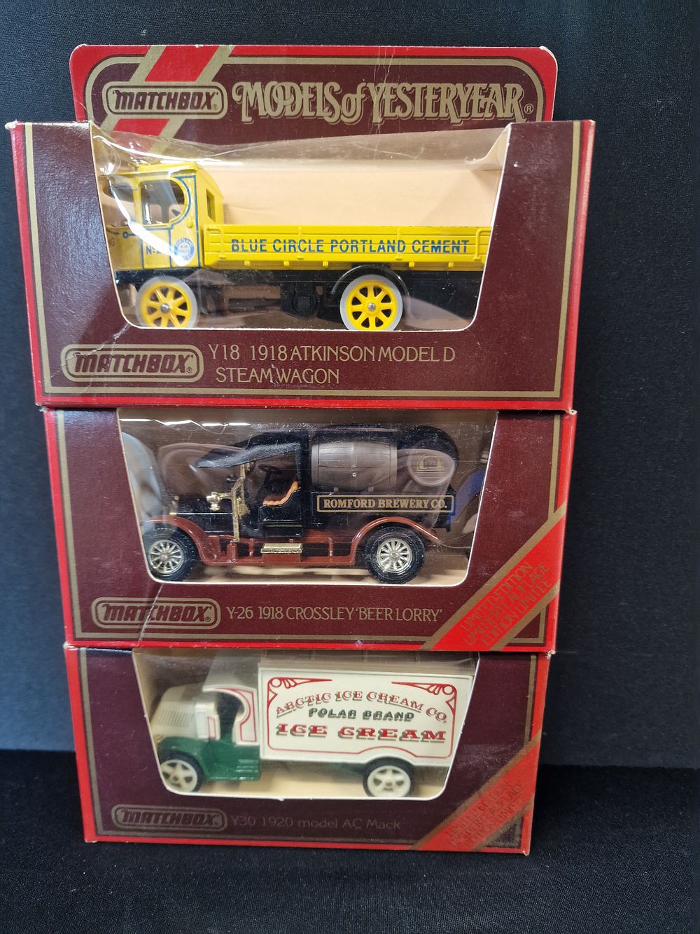 Lot 376: Matchbox, Three Models of Yesteryear Die-cast Vehicles, Late 20th Century.