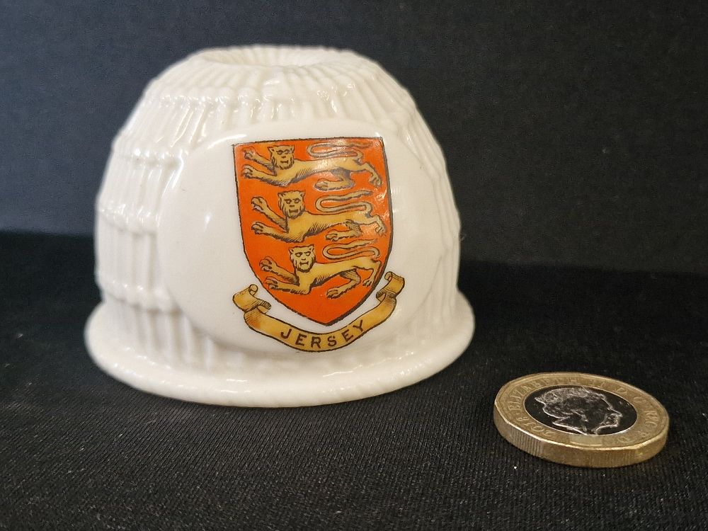 Lot 382: W.H. Goss Porcelain Model of a Lobster Trap, Early 20th Century, Heraldic Crest