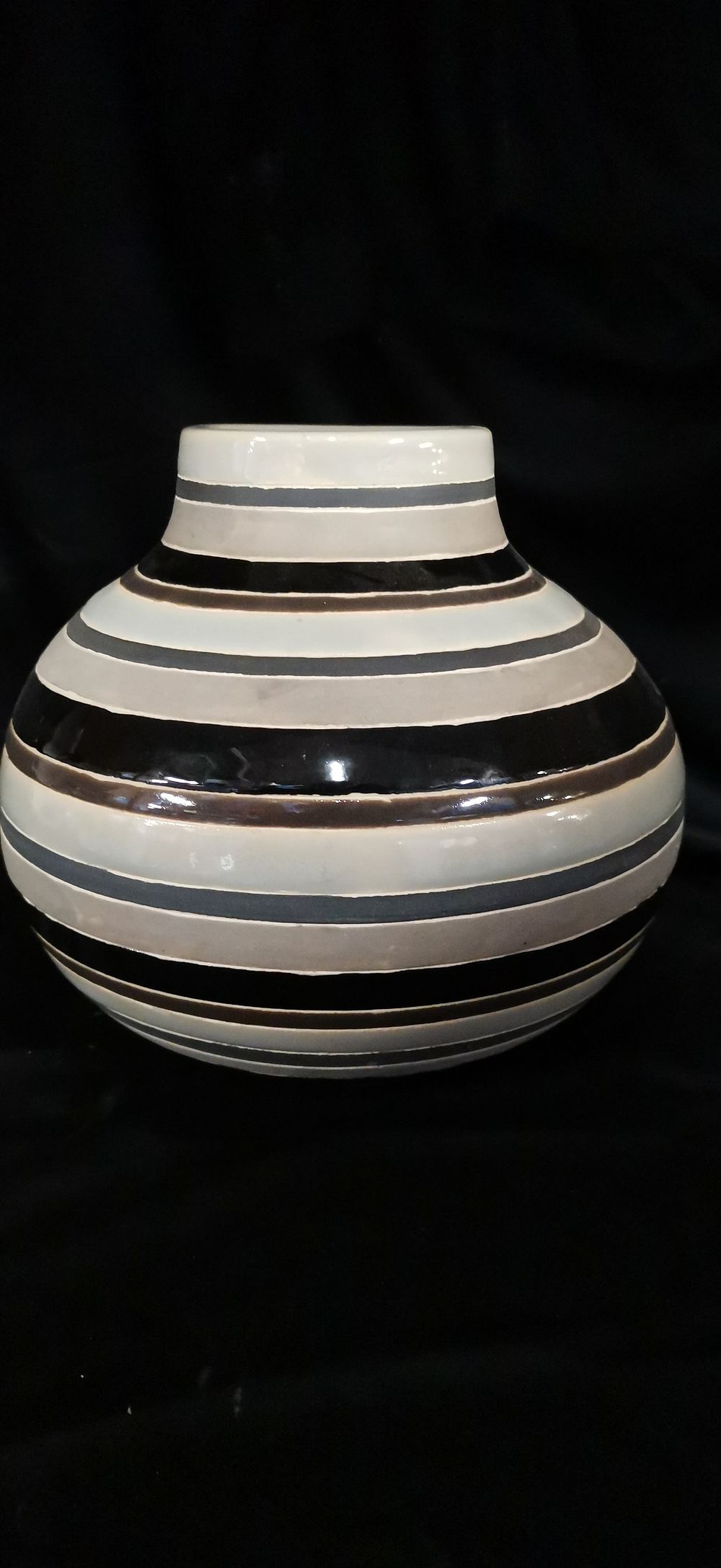 Lot 163: Striped Bulbous Ceramic Vase
