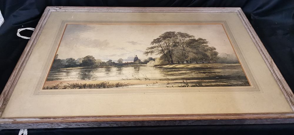 Lot 199: Framed 19th Century Style Riverside Landscape Painting