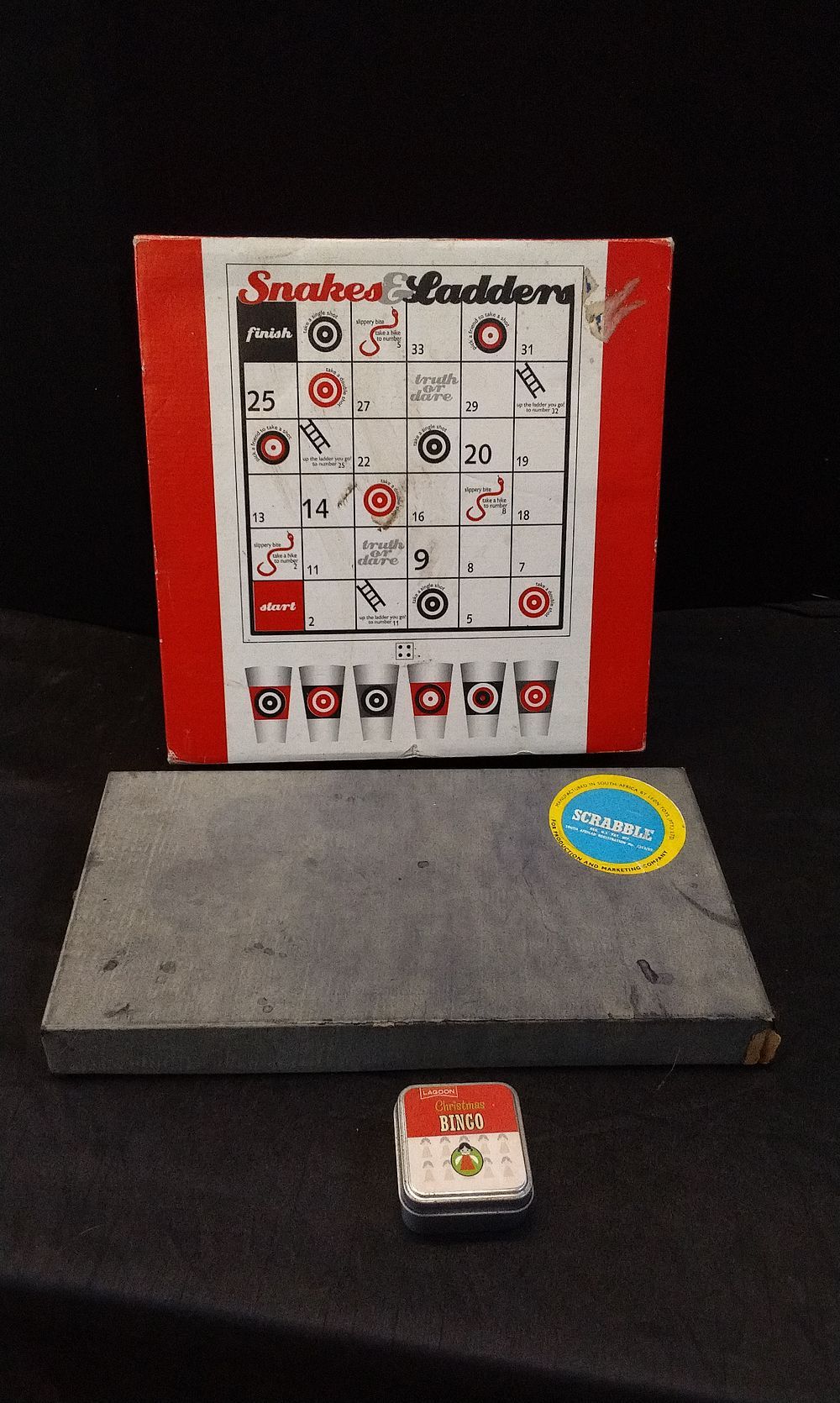 Lot 206: Three Board Games Including Scrabble and Drinking Snakes and Ladders