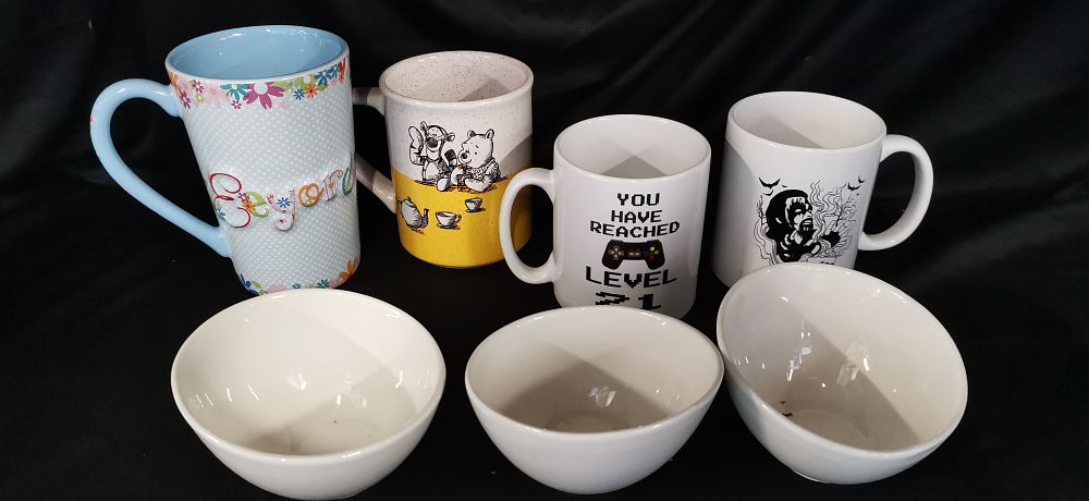 Lot 227: A Collection of Ceramic Mugs and White Bowls