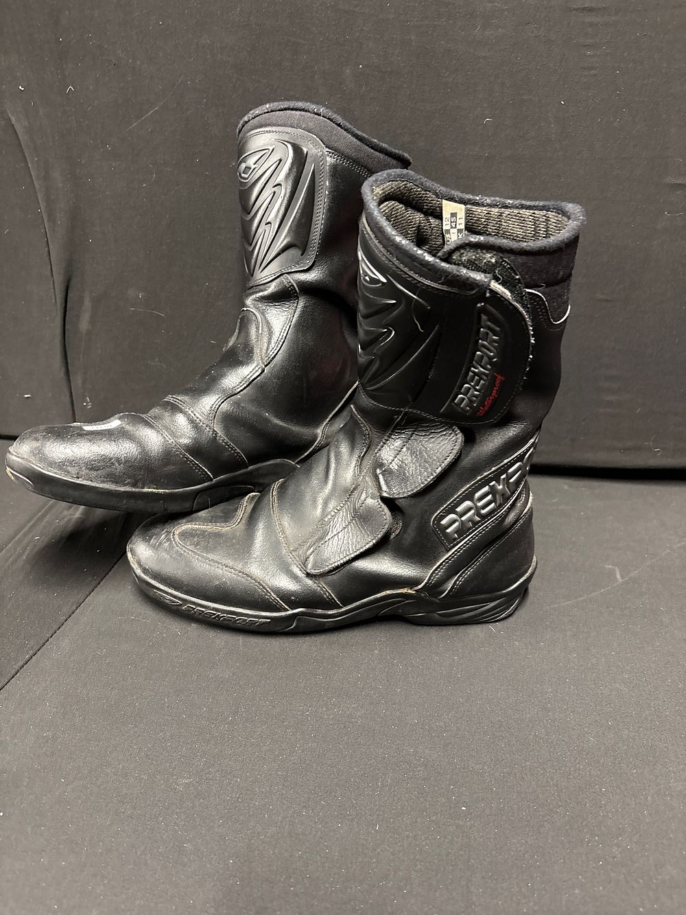 Lot 151: A Pair of Prexport Black Leather Waterproof Motorcycle Boots Size UK 11