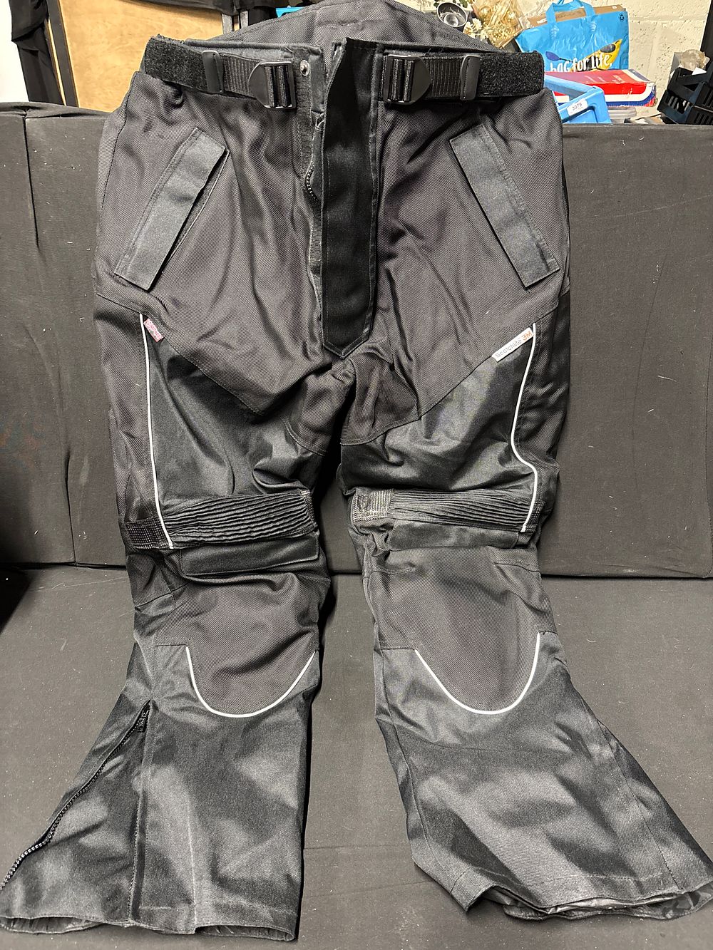 Lot 159: Akito Black Textile Motorcycle Trousers Size 36