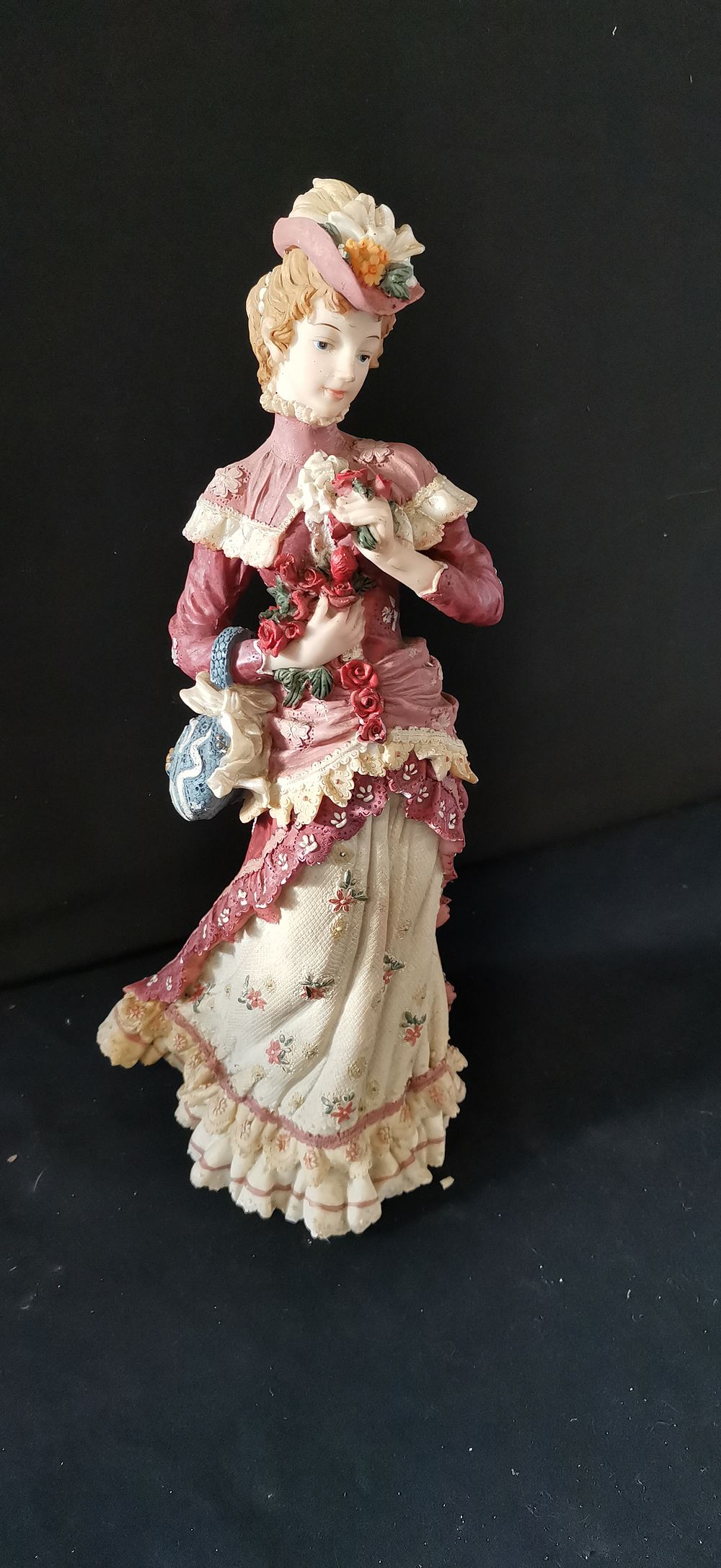 Lot 437: Victorian Style Lady Figurine in Pink and Cream Gown