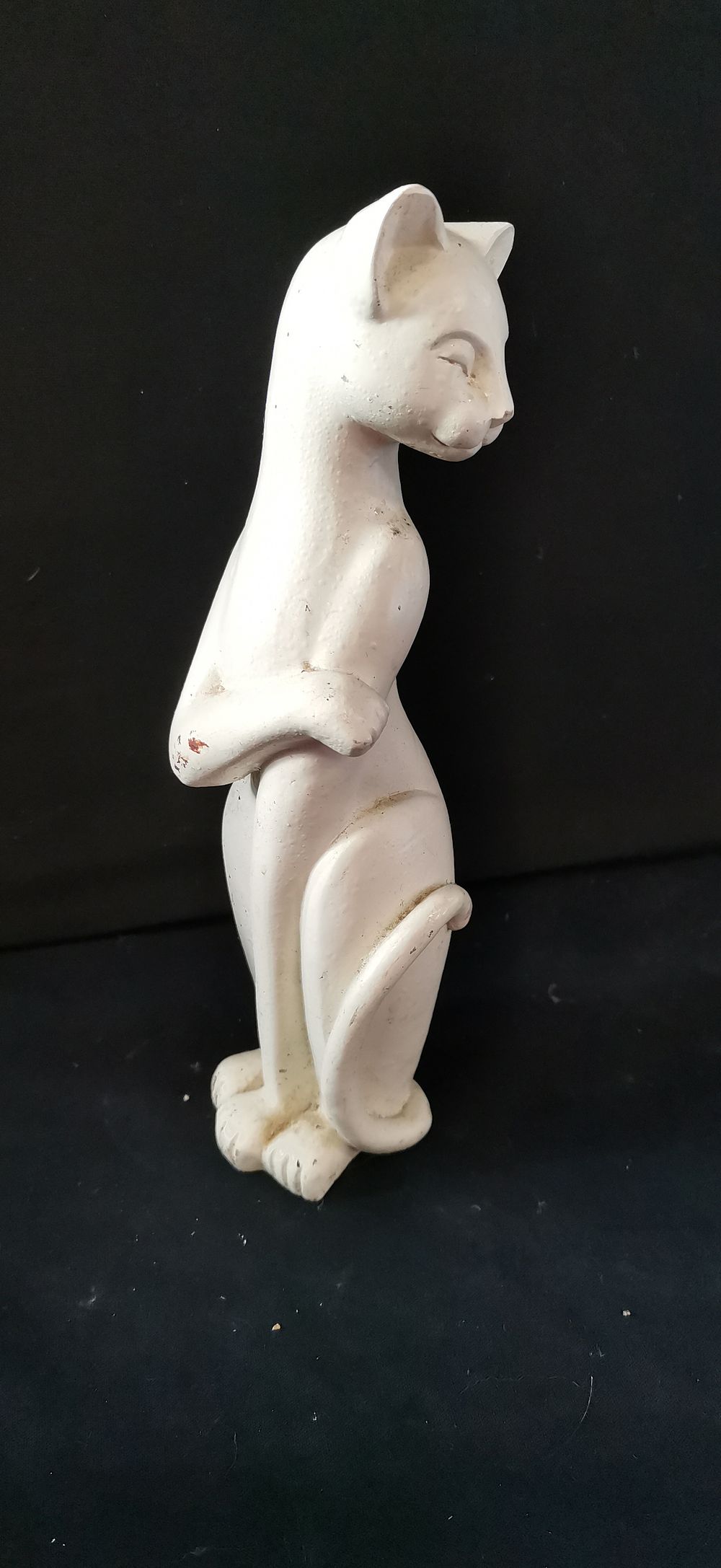 Lot 443: Mid-Century Style Stylised White Painted Cat Figurine