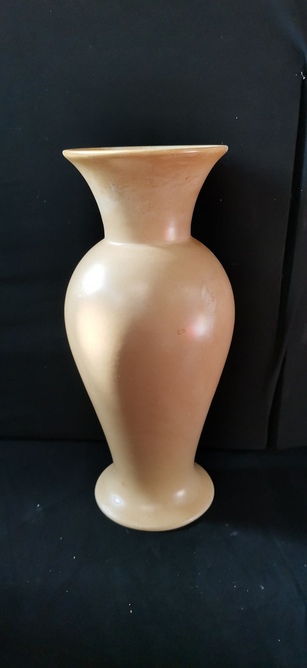 Lot 450: Beige Ceramic Vase with Flared Rim and Pedestal Base