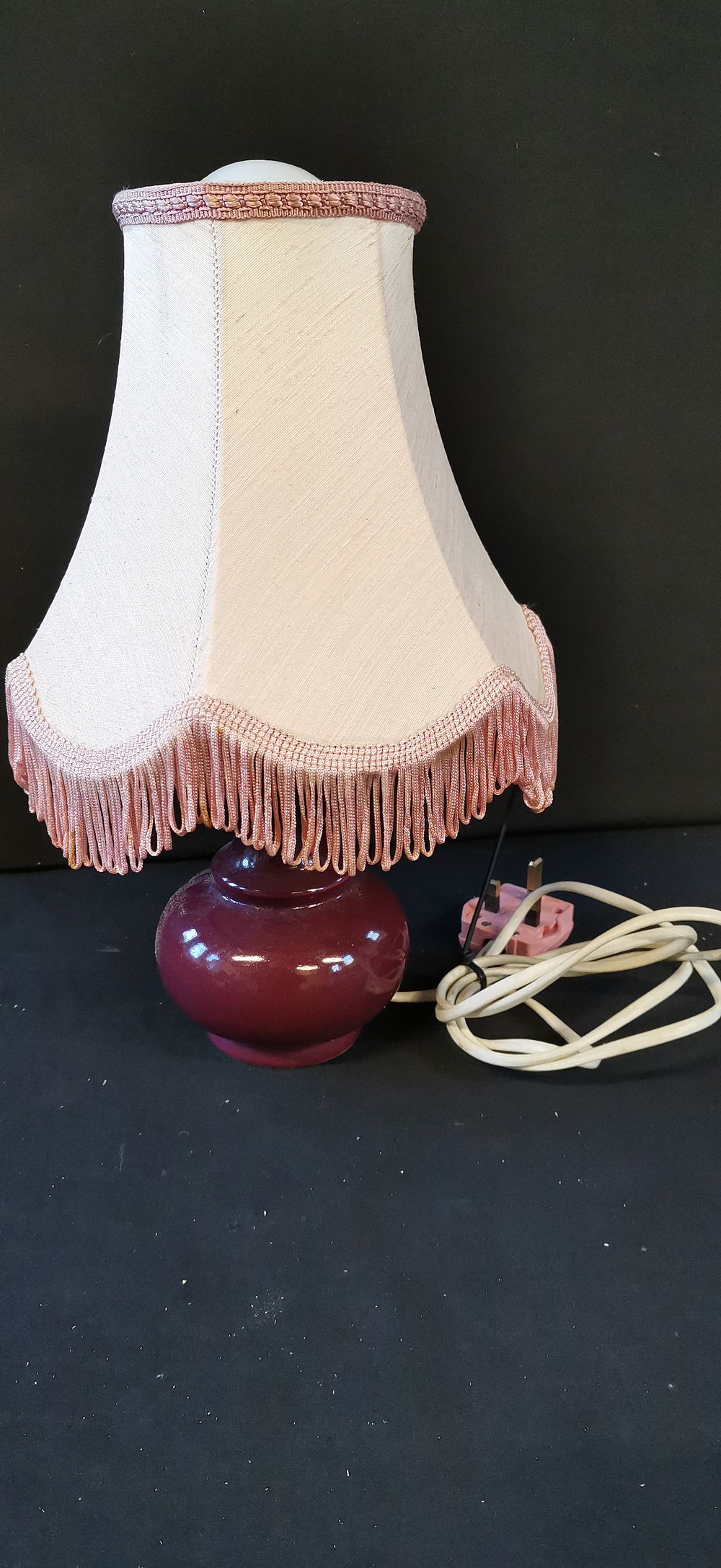Lot 480: Art Deco Style Maroon Ceramic Table Lamp