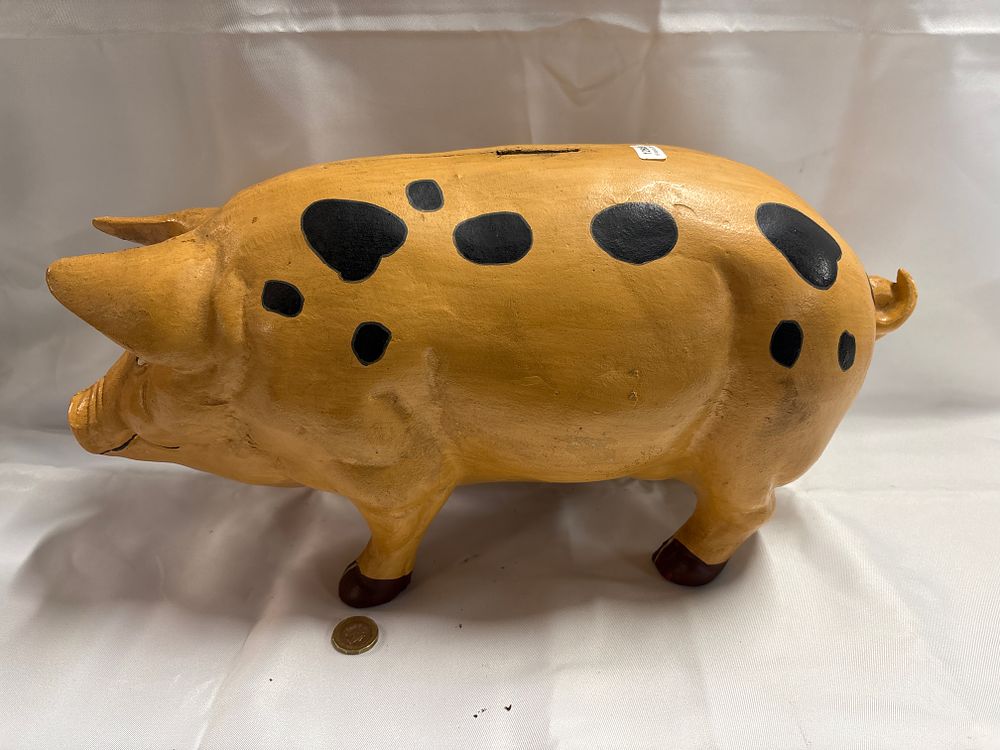Lot 246: Large Painted Gloucester Old Spot Style Pig Still Bank