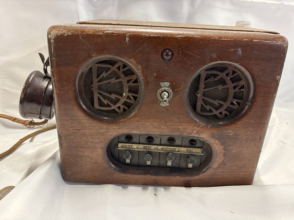 Lot 254: A Vintage British Hardwood Office Intercom and Internal Telephone System