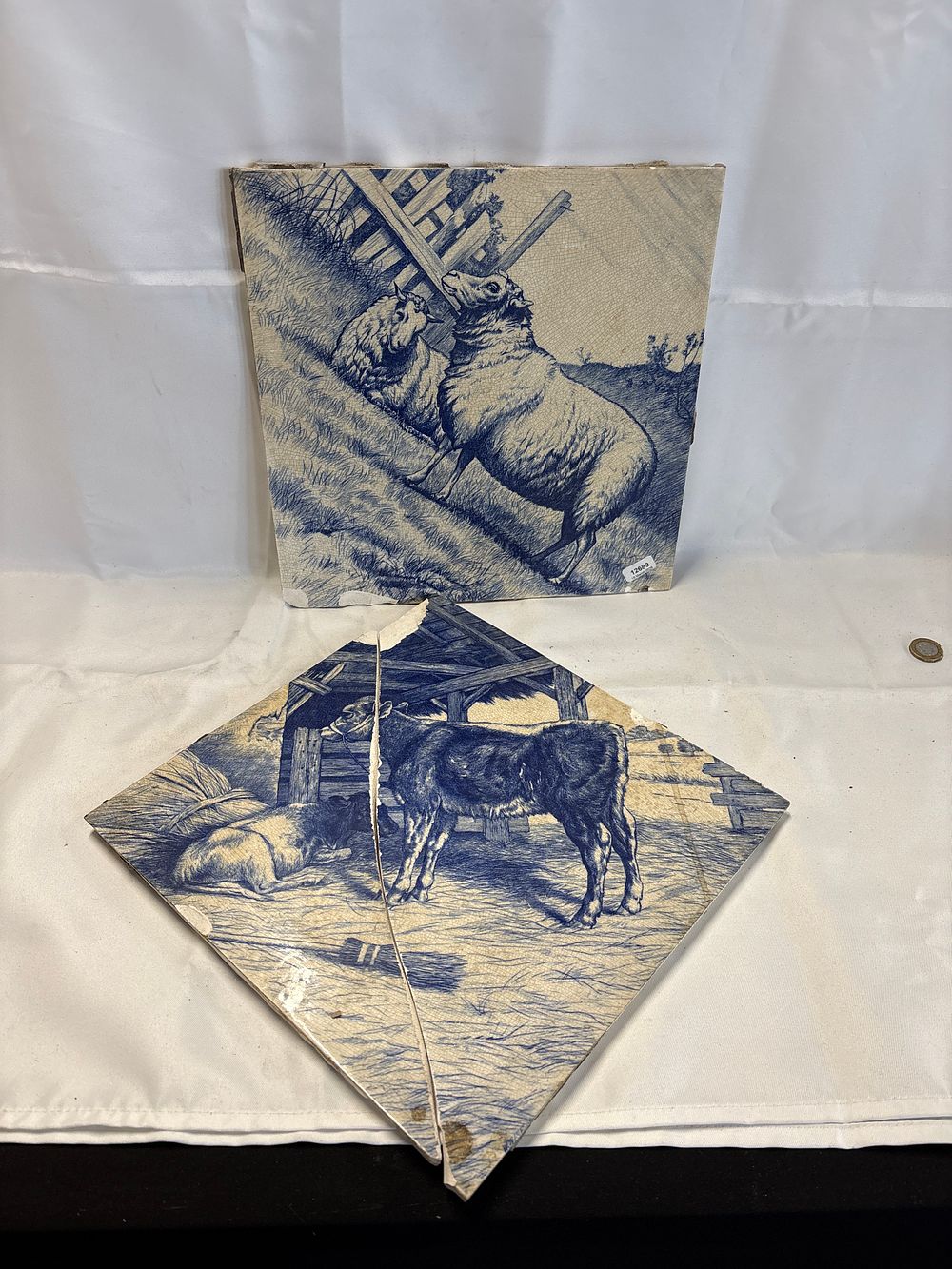 Lot 270: Two Large Ceramic Tiles in the Style of William Wise for Minton