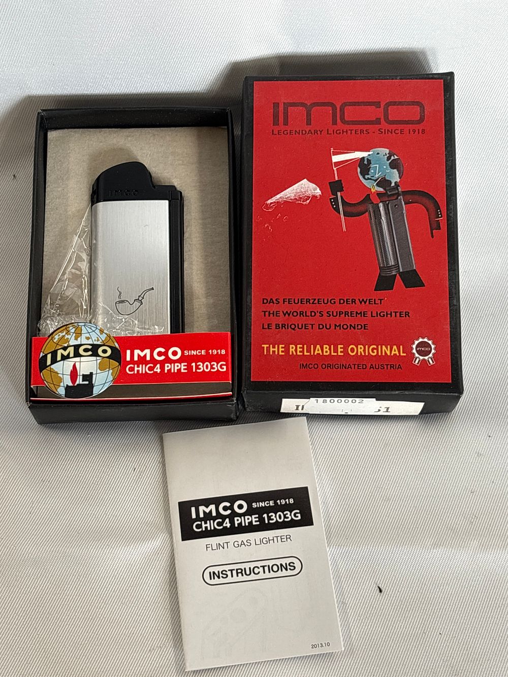Lot 282: IMCO CHIC4 PIPE 1303G Flint Gas Pipe Lighter