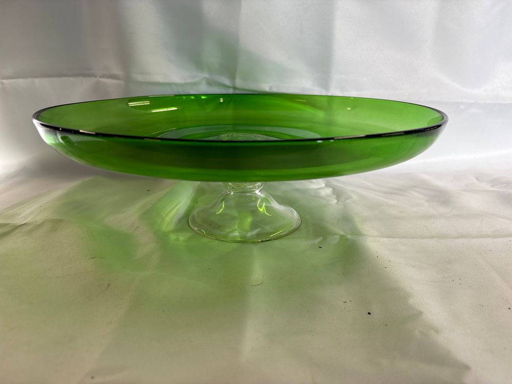 Lot 296: Caithness Large Green Glass Presentation Plate c1960